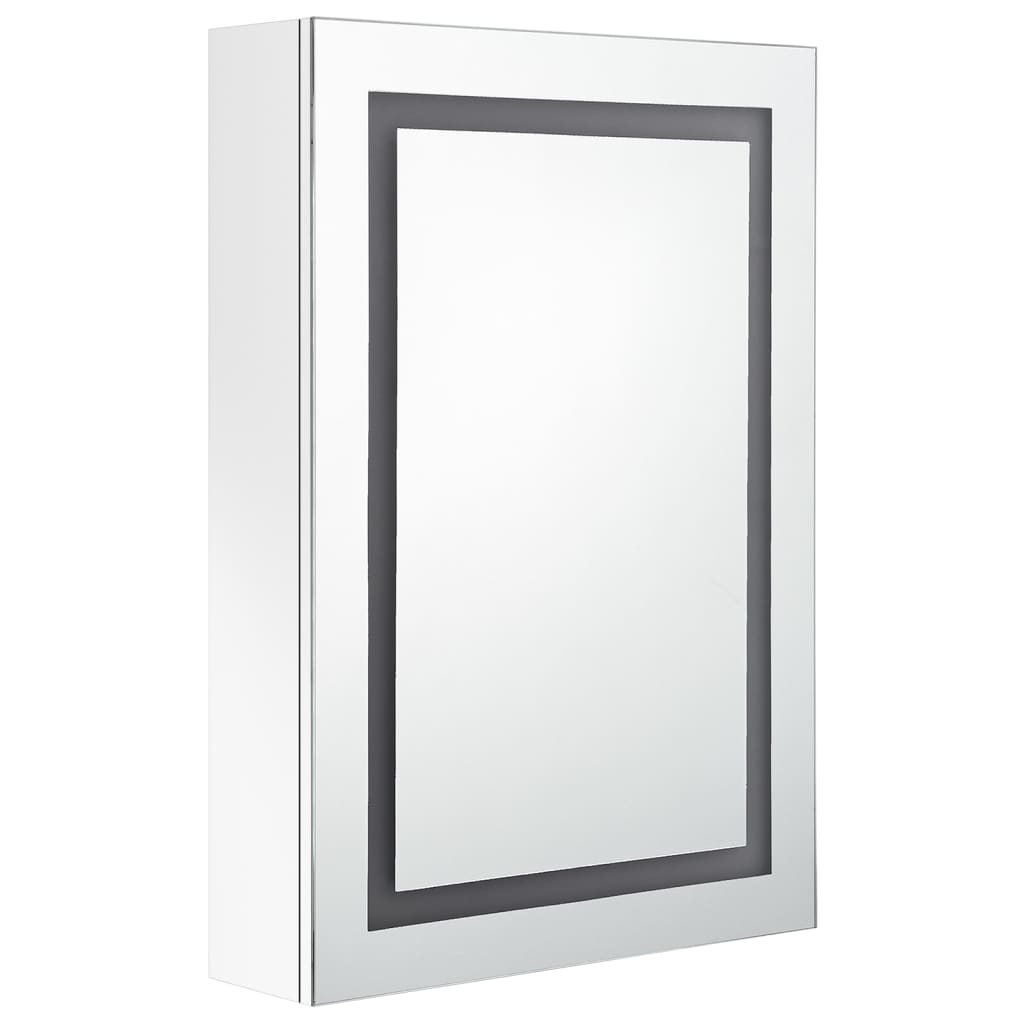 Badrumsspegel Spegelskåp LED Högglans Vit 50x13x70 cm
