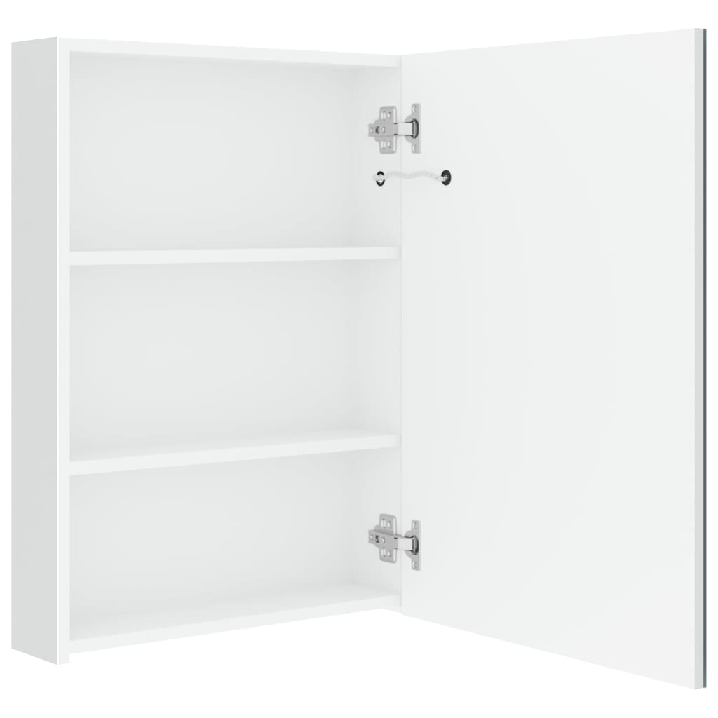 Badrumsspegel Spegelskåp LED Högglans Vit 50x13x70 cm