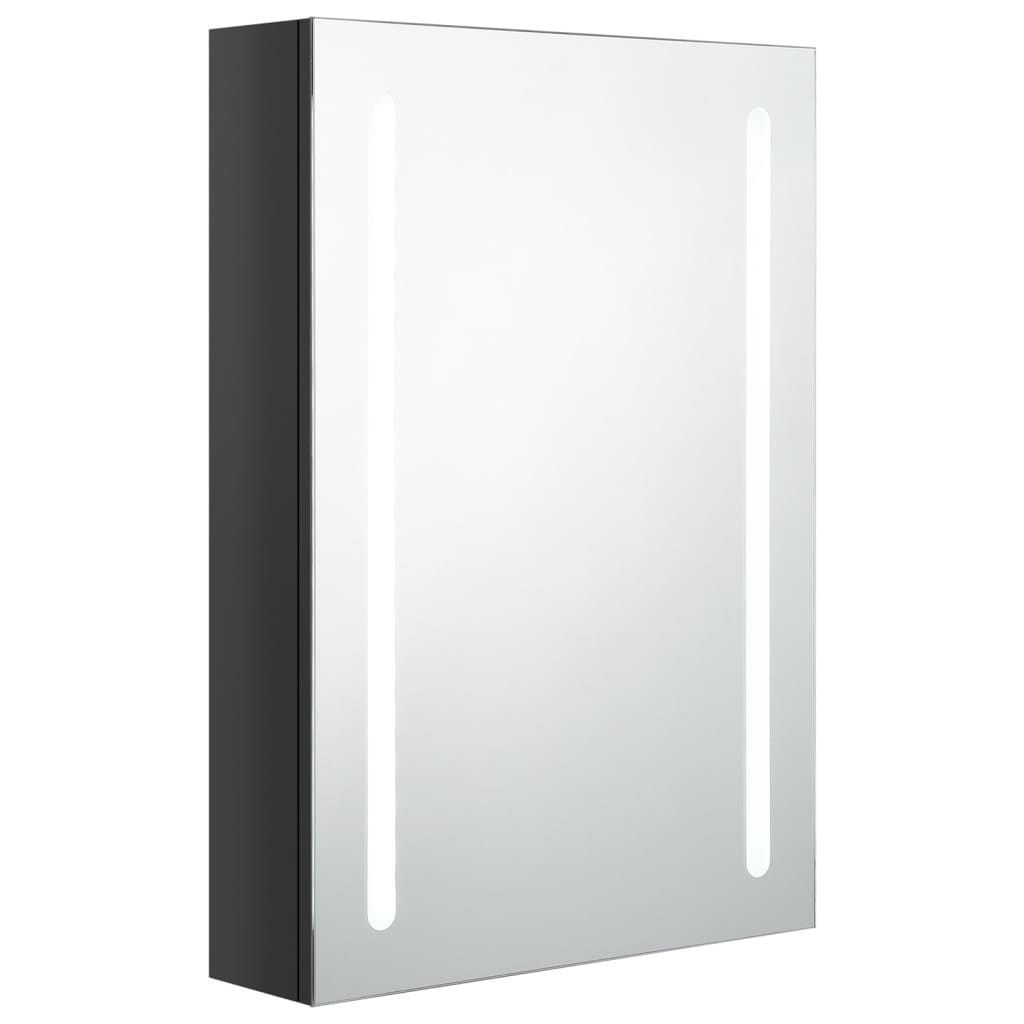 Badrumsspegel Spegelskåp LED Svart 50x13x70 cm