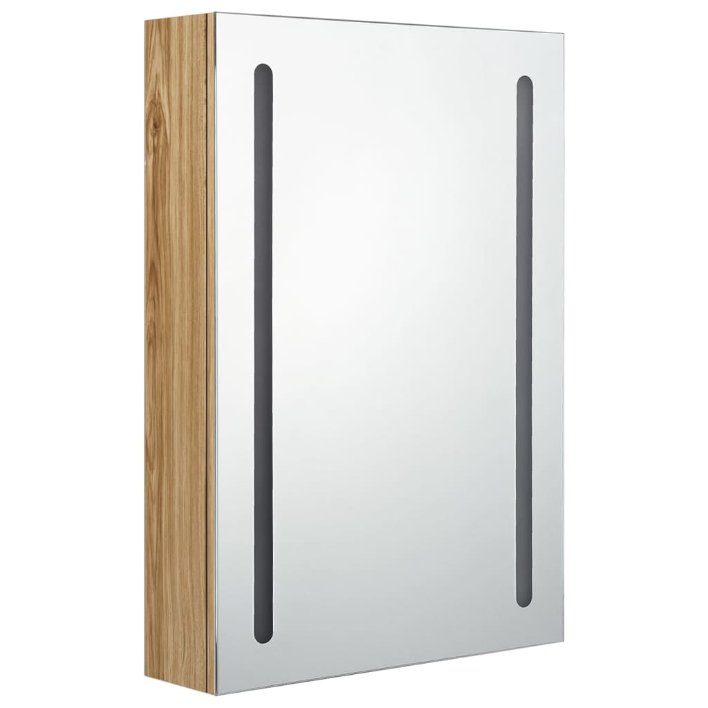 Badrumsspegel Spegelskåp LED Ek 50x13x70 cm