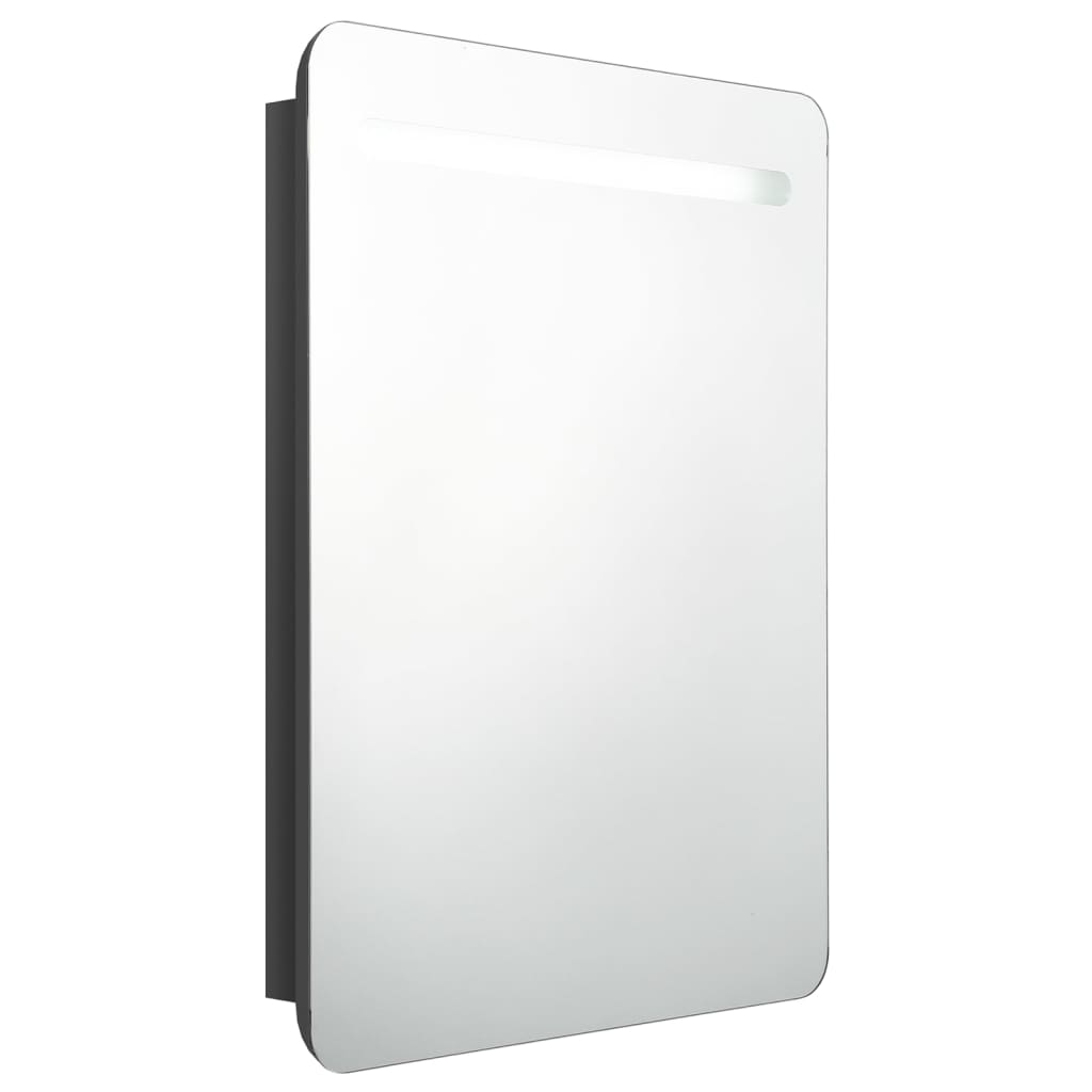 Badrumsspegel Spegelskåp LED Högglans Svart 60x11x80 cm