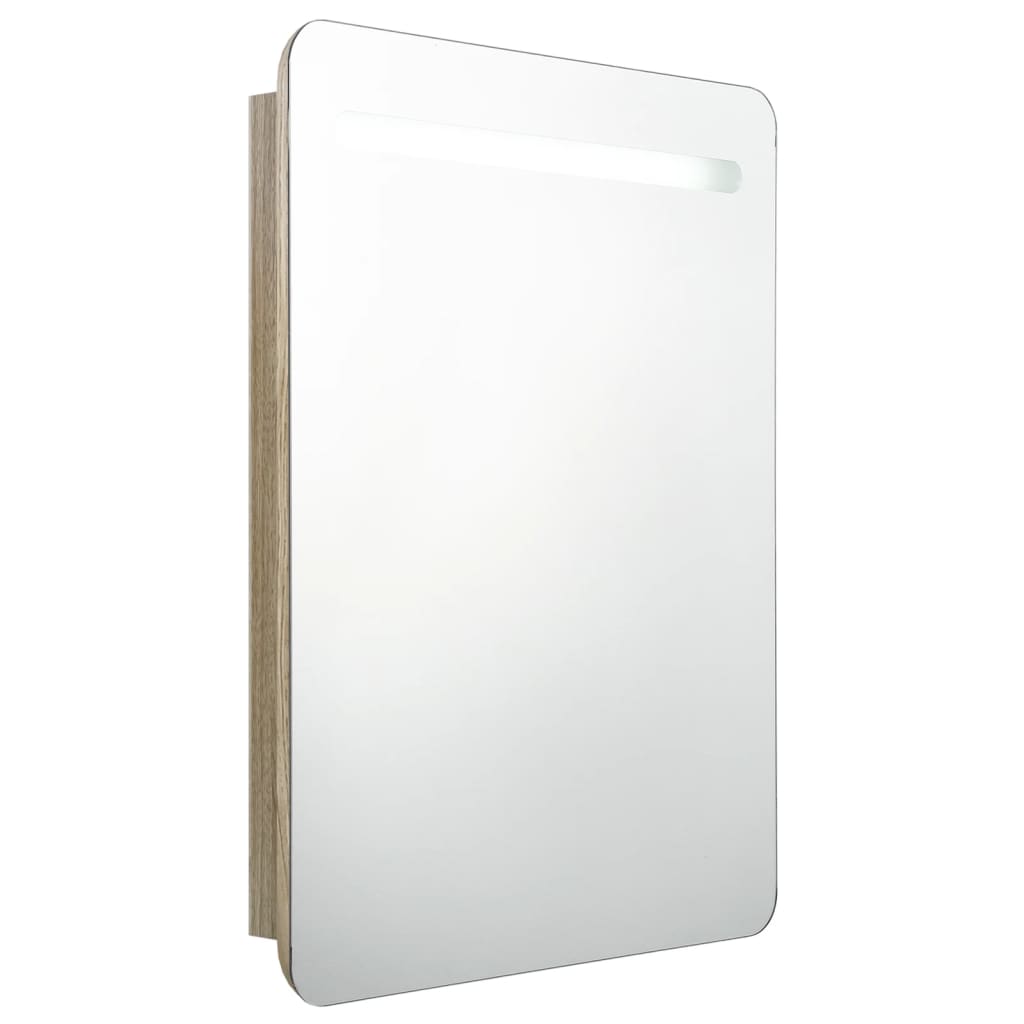 Badrumsspegel Spegelskåp LED Ek 60x11x80 cm