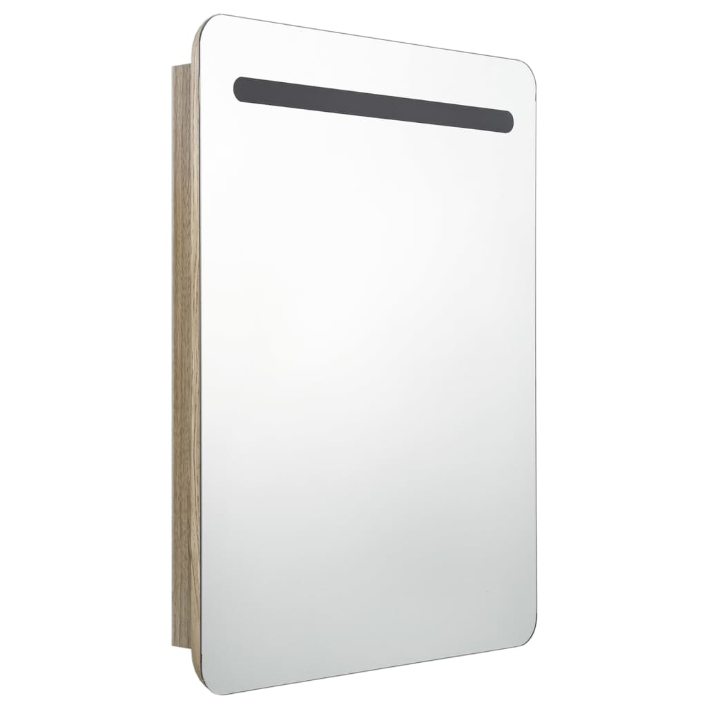 Badrumsspegel Spegelskåp LED Ek 60x11x80 cm