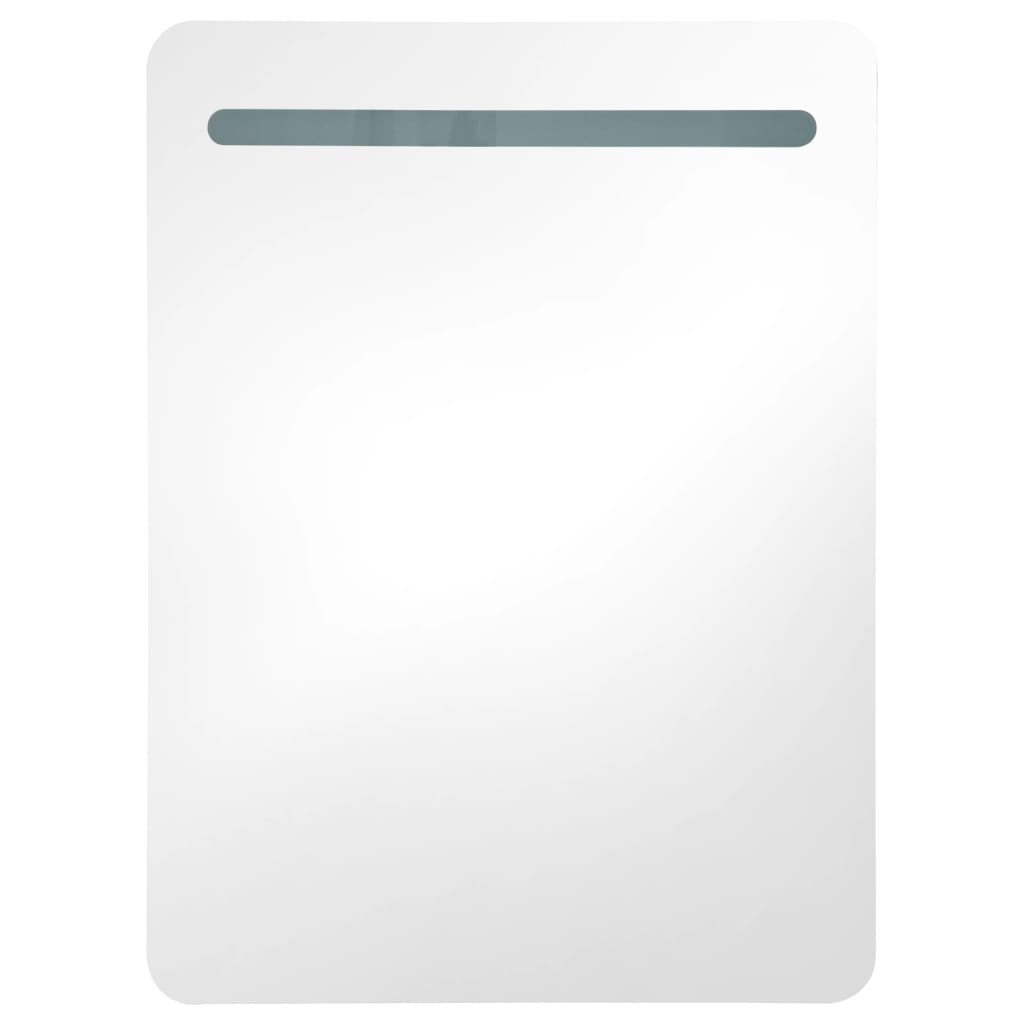 Badrumsspegel Spegelskåp LED Vit och Ek 60x11x80 cm