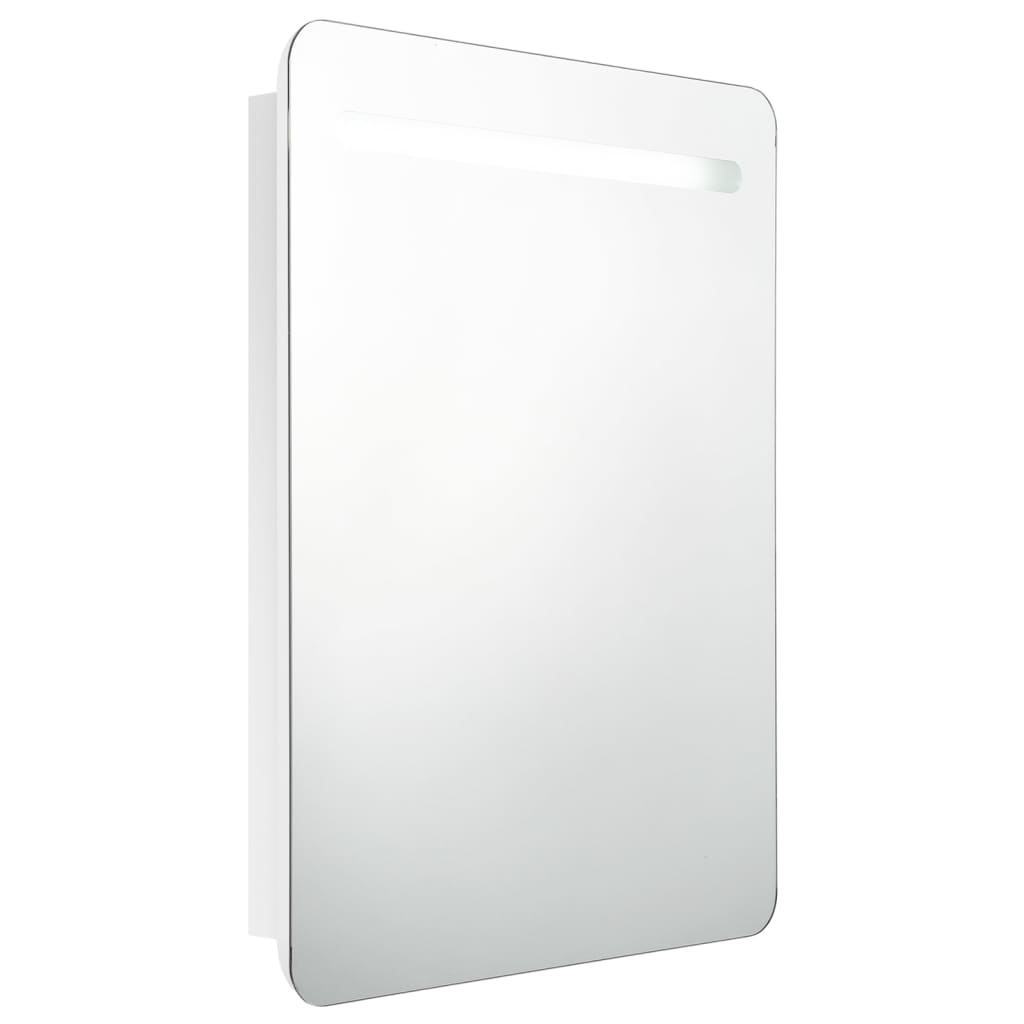 Badrumsspegel Spegelskåp LED Högglans Vit 60x11x80 cm