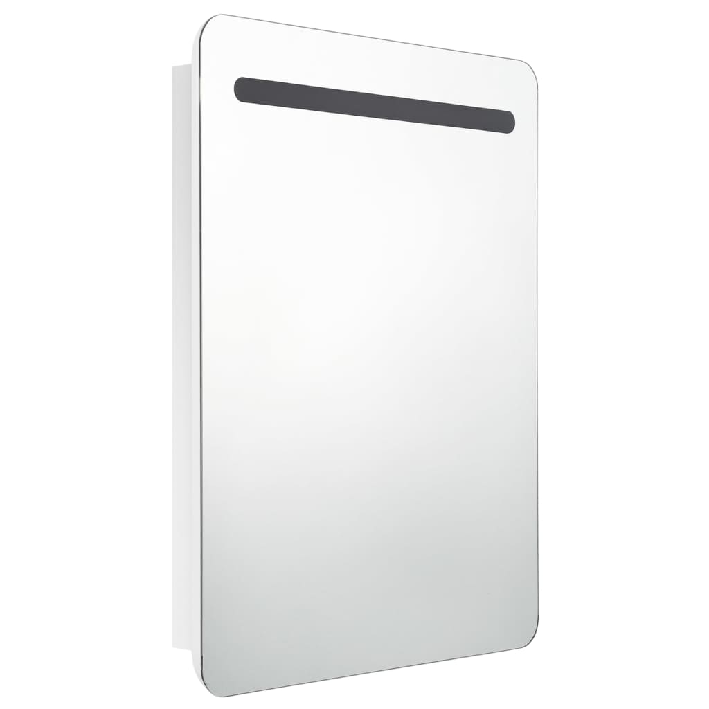 Badrumsspegel Spegelskåp LED Högglans Vit 60x11x80 cm