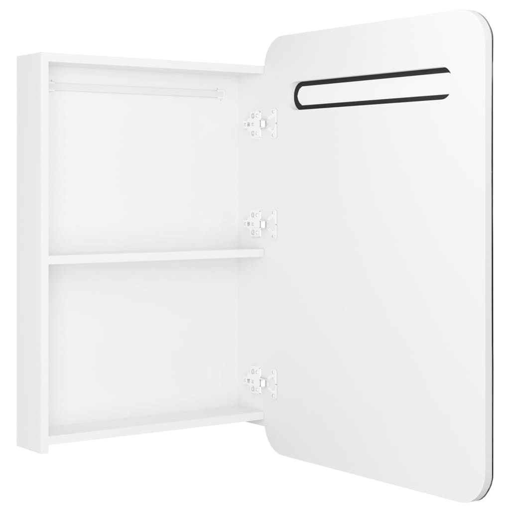 Badrumsspegel Spegelskåp LED Högglans Vit 60x11x80 cm