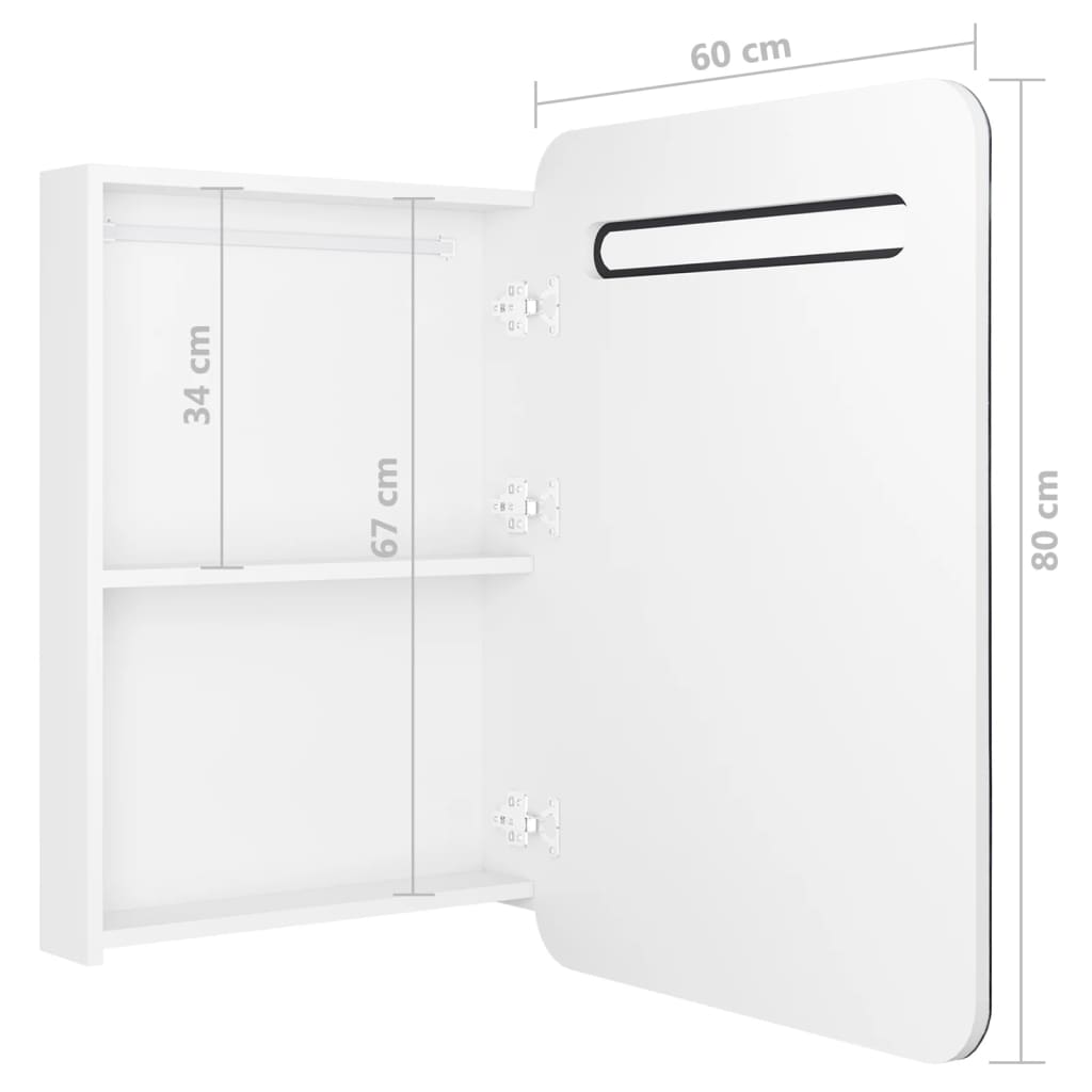 Badrumsspegel Spegelskåp LED Högglans Vit 60x11x80 cm