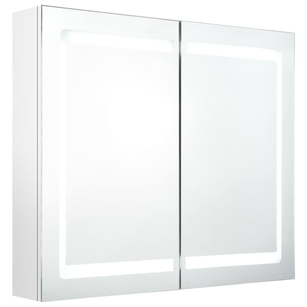 Badrumsspegel Spegelskåp LED Högglans Vit 80x12x68 cm