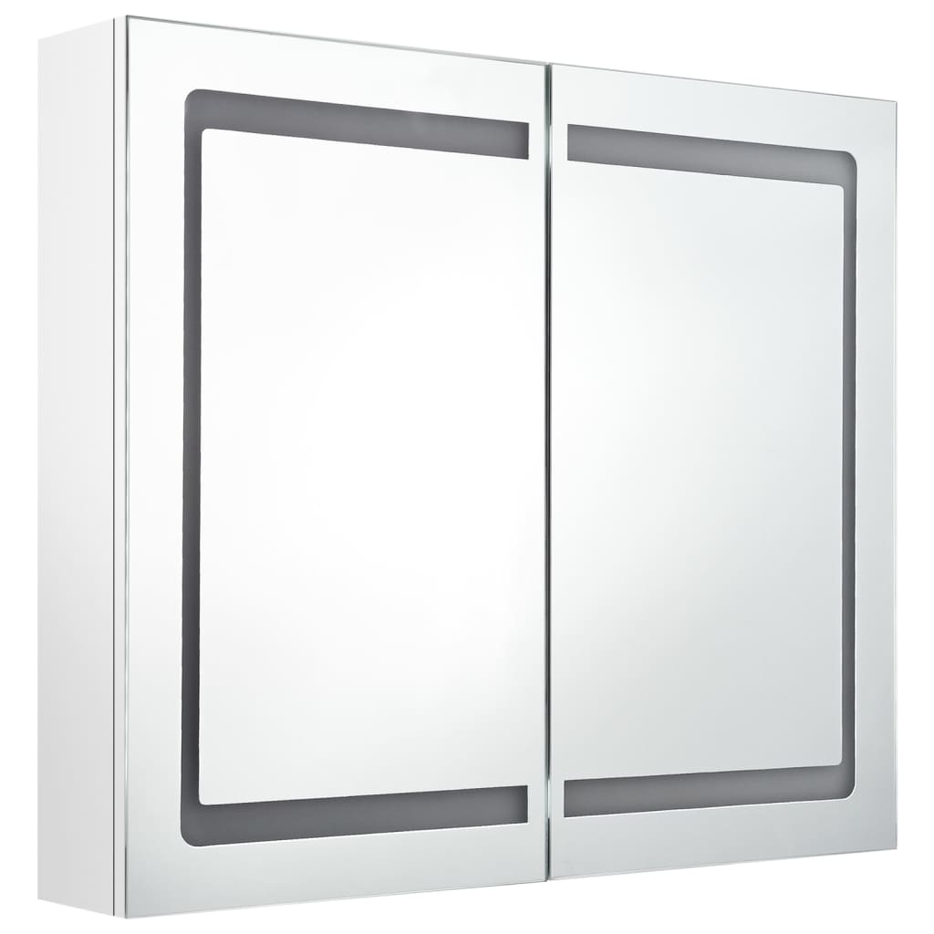 Badrumsspegel Spegelskåp LED Högglans Vit 80x12x68 cm