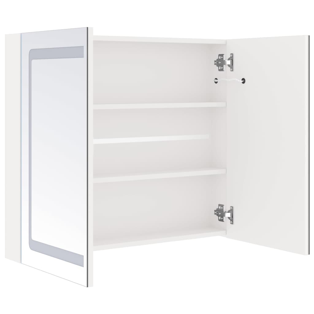 Badrumsspegel Spegelskåp LED Högglans Vit 80x12x68 cm