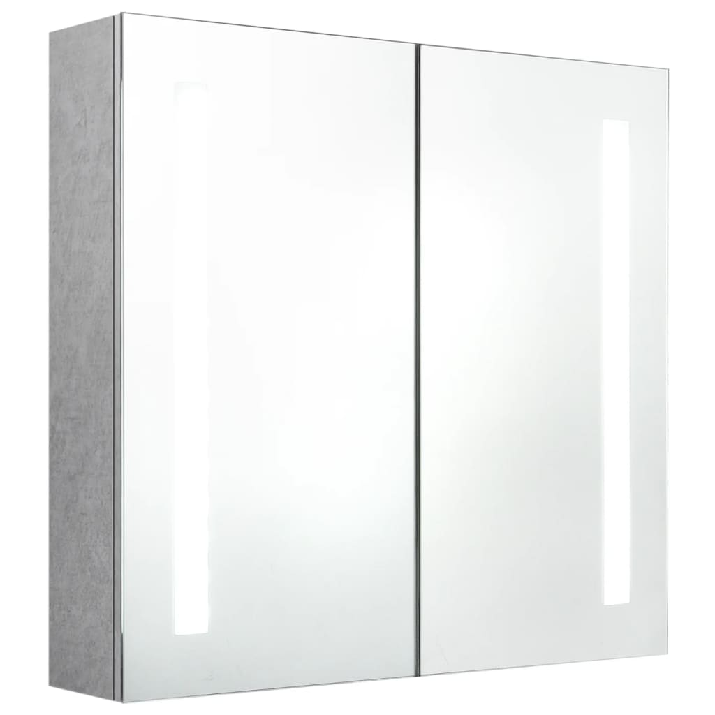 Badrumsspegel Spegelskåp LED Betonggrå 62x14x60 cm