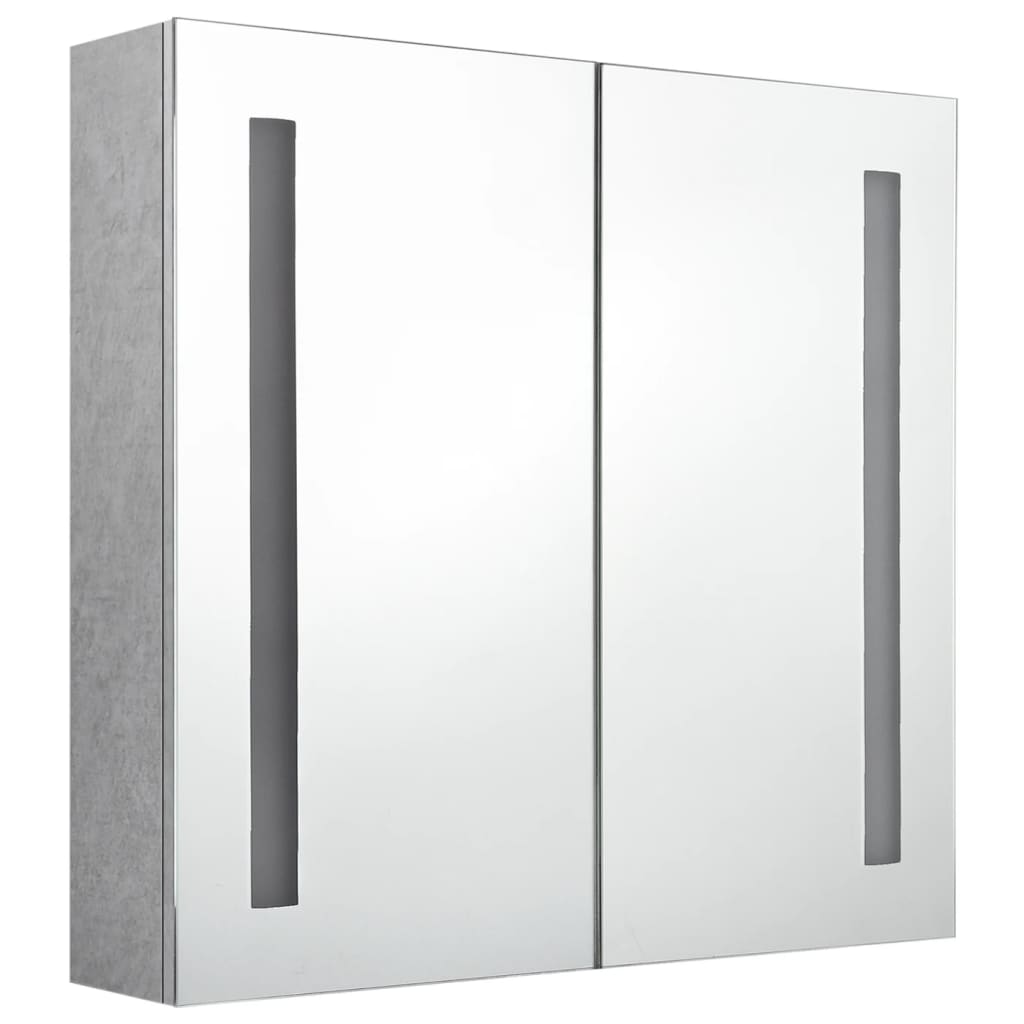Badrumsspegel Spegelskåp LED Betonggrå 62x14x60 cm