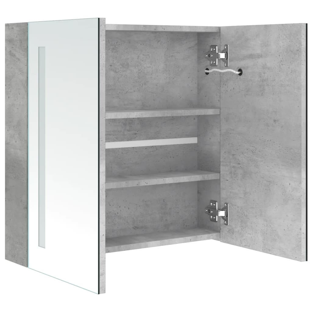 Badrumsspegel Spegelskåp LED Betonggrå 62x14x60 cm