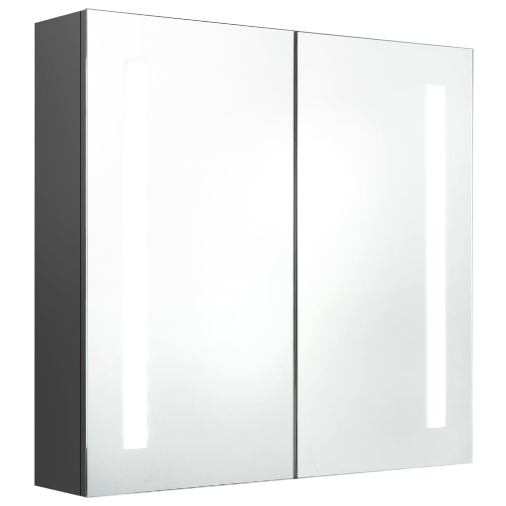 Badrumsspegel Spegelskåp LED Grå 62x14x60 cm