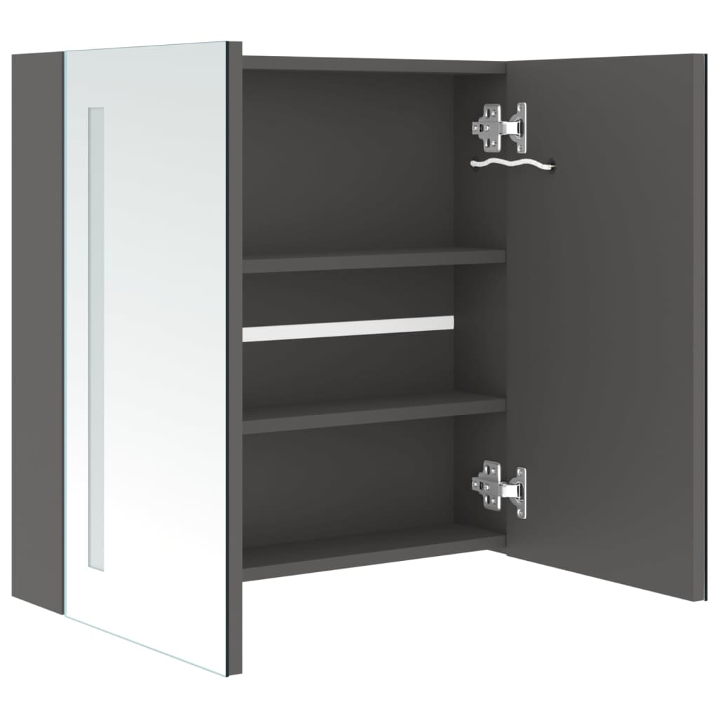 Badrumsspegel Spegelskåp LED Grå 62x14x60 cm