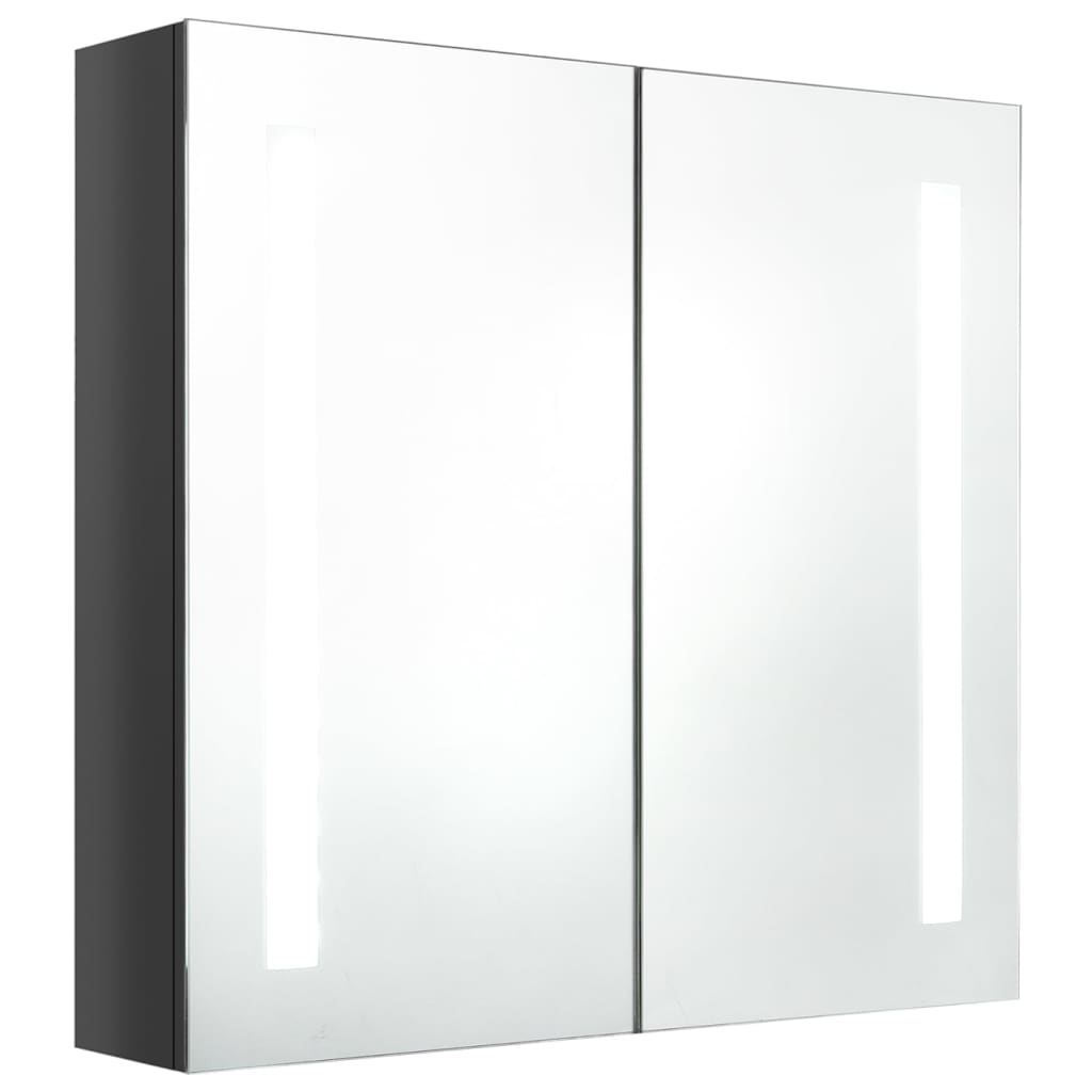 Badrumsspegel Spegelskåp LED Högglans Grå 62x14x60 cm