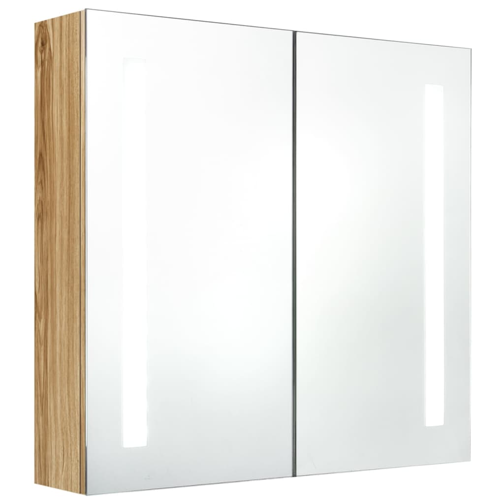 Badrumsspegel Spegelskåp LED Ek 62x14x60 cm
