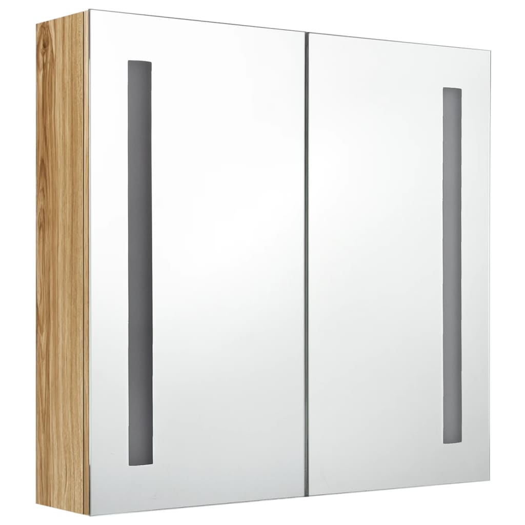 Badrumsspegel Spegelskåp LED Ek 62x14x60 cm
