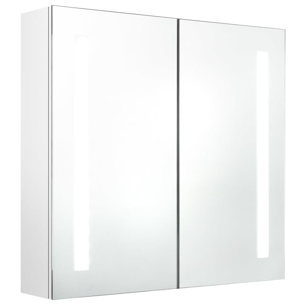 Badrumsspegel Spegelskåp LED Högglans Vit 62x14x60 cm