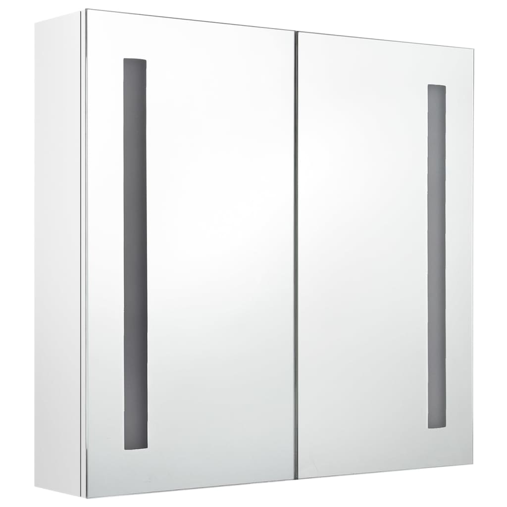Badrumsspegel Spegelskåp LED Högglans Vit 62x14x60 cm