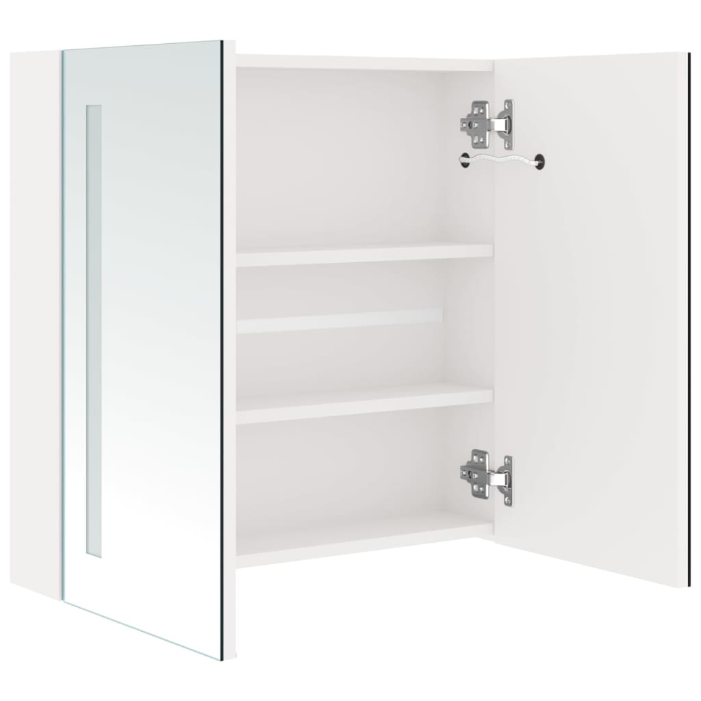 Badrumsspegel Spegelskåp LED Högglans Vit 62x14x60 cm
