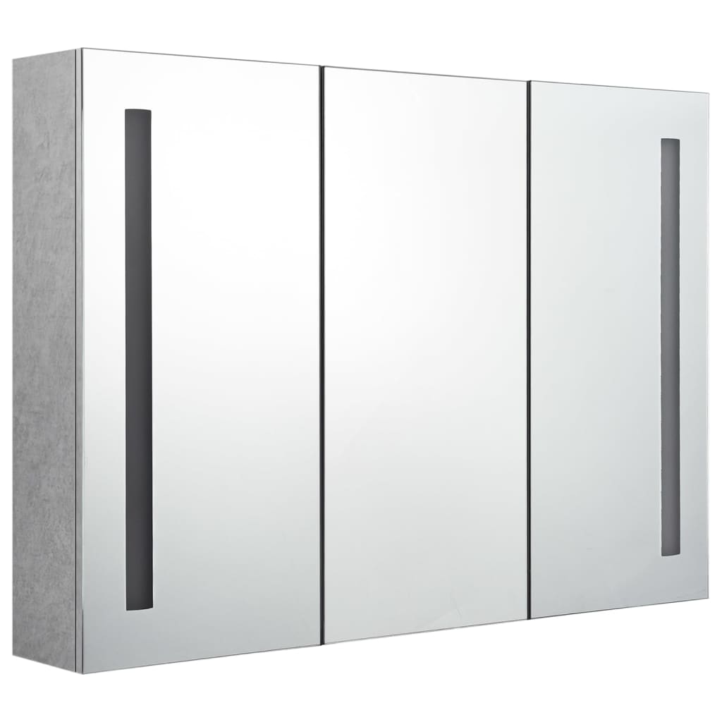 Badrumsspegel Spegelskåp LED Betonggrå 89x14x62 cm