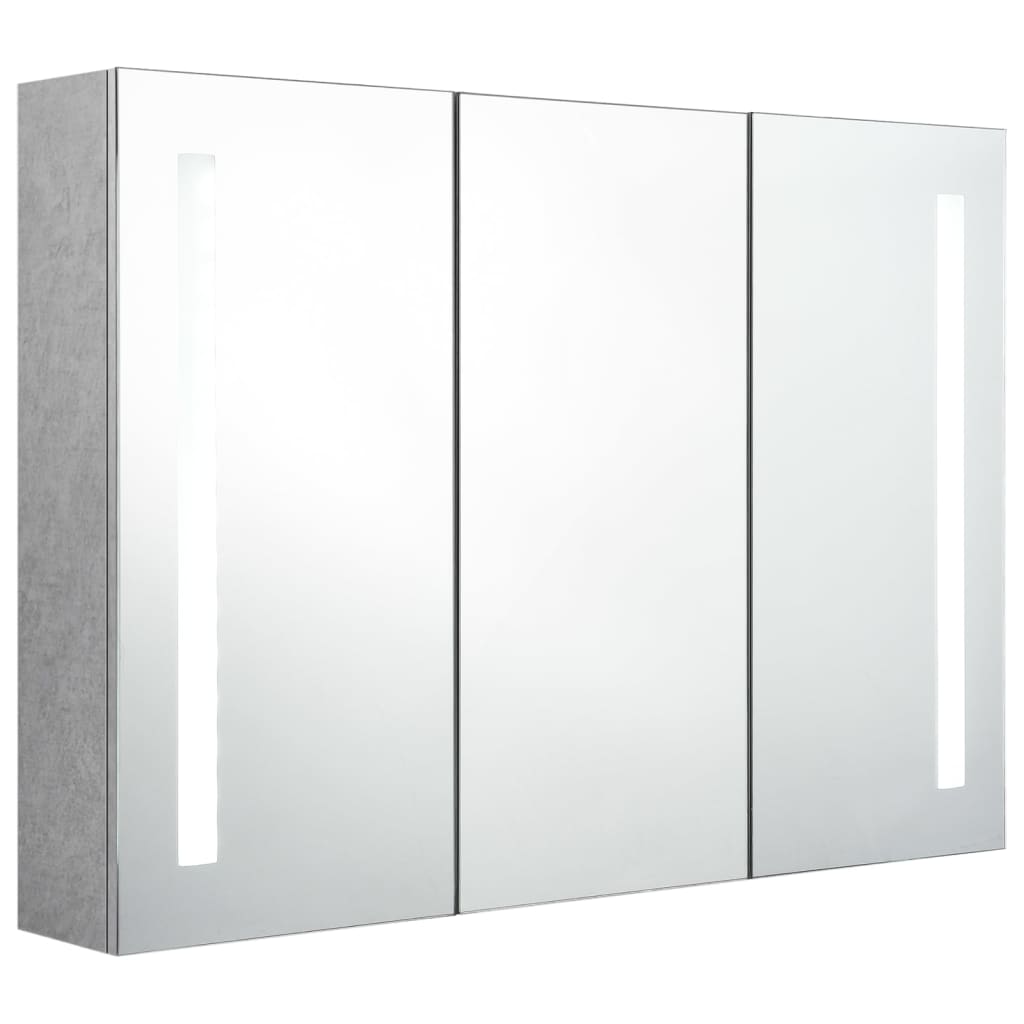 Badrumsspegel Spegelskåp LED Betonggrå 89x14x62 cm