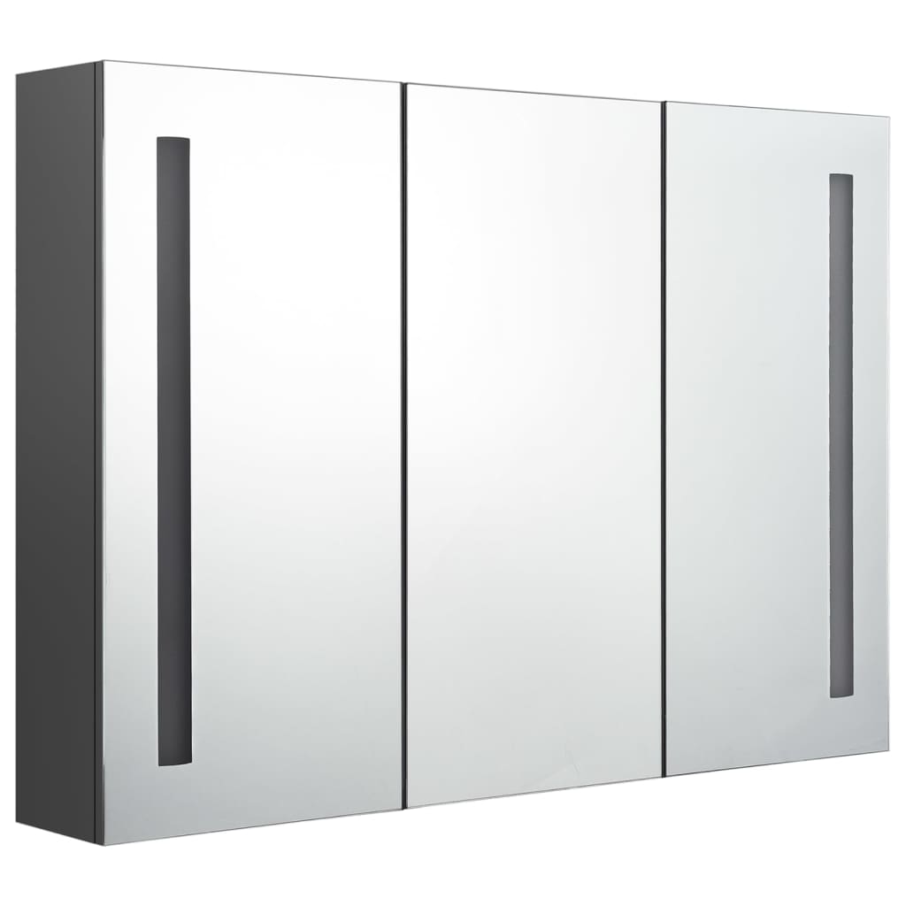 Badrumsspegel Spegelskåp LED 89x14x62 cm grå