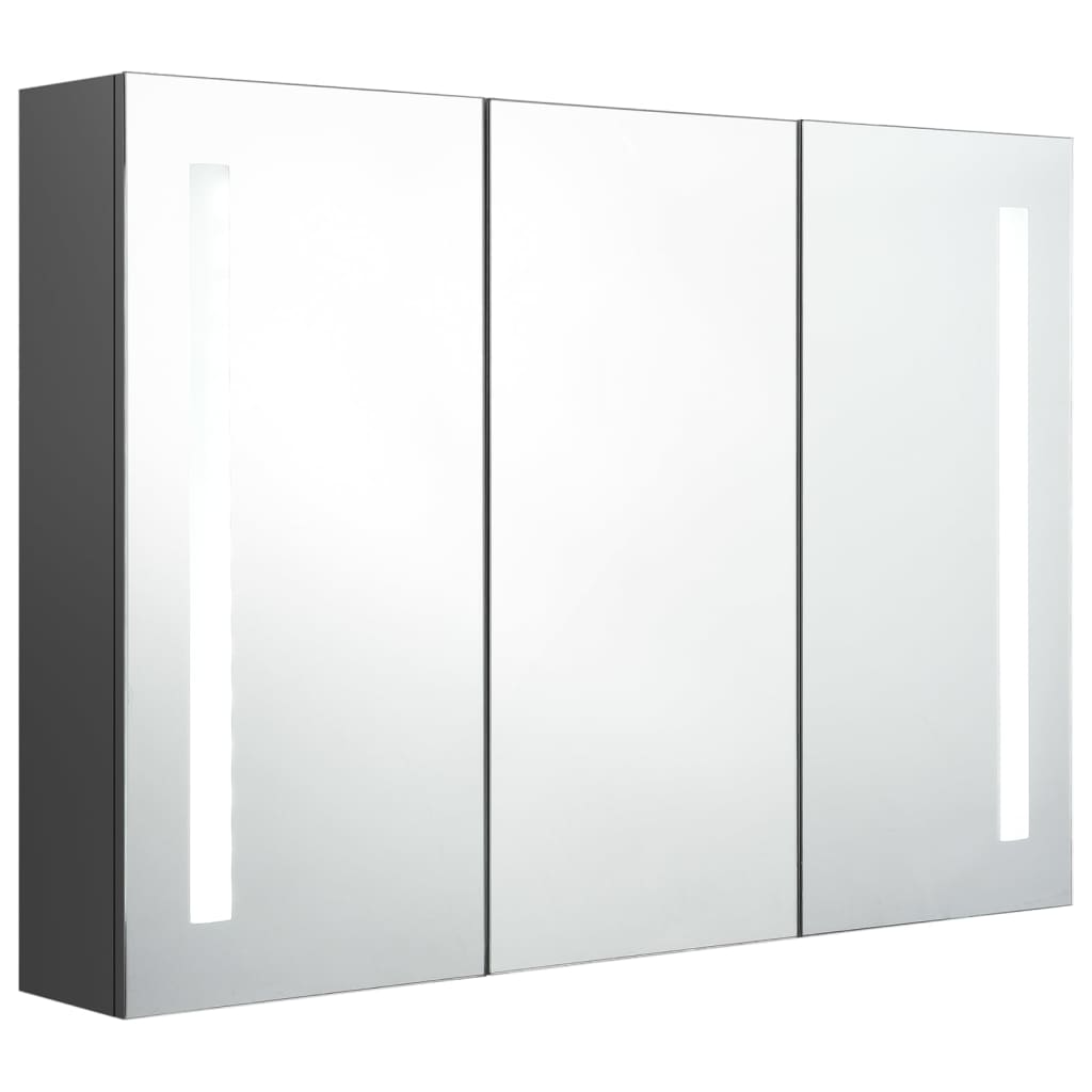 Badrumsspegel Spegelskåp LED 89x14x62 cm grå