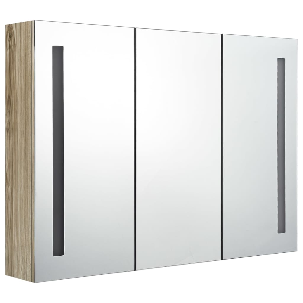 Badrumsspegel Spegelskåp LED 89x14x62 cm ek