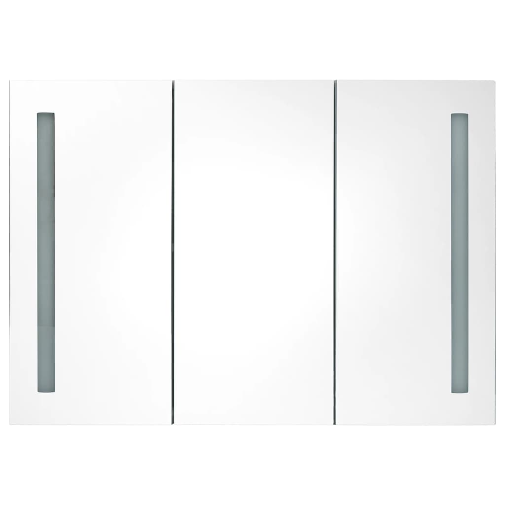 Badrumsspegel Spegelskåp LED 89x14x62 cm Vit och ek