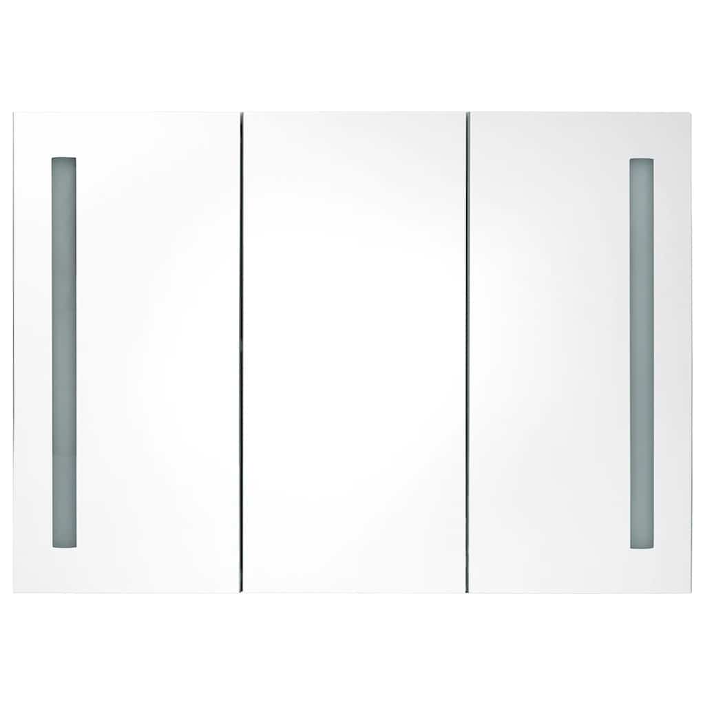 Badrumsspegel Spegelskåp LED 89x14x62 cm glänsande Vit