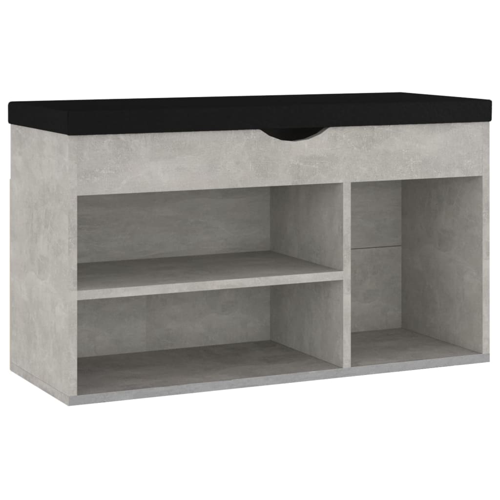 Skoställ Grå Betonggrå Skobänk med dyna 80x30x47 cm