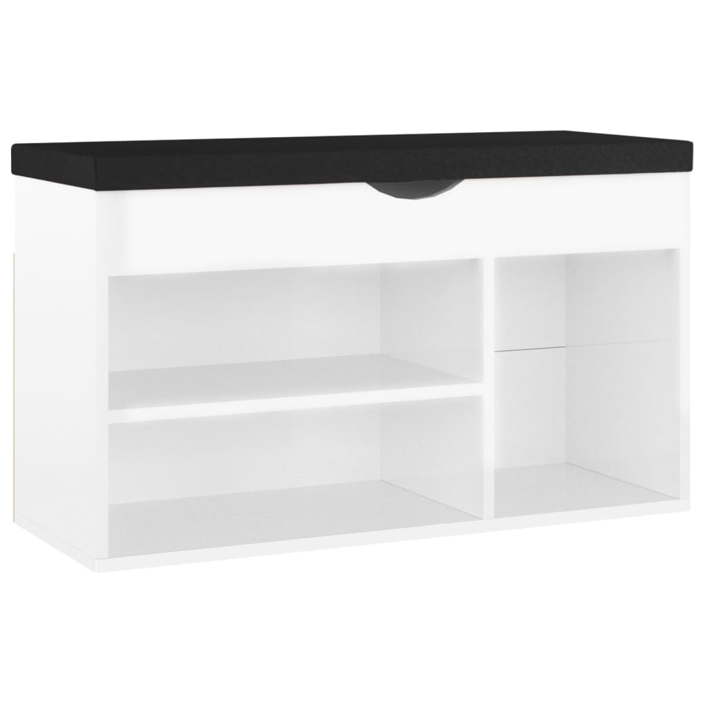 Skoställ Högglans Vit Skobänk med dyna 80x30x47 cm