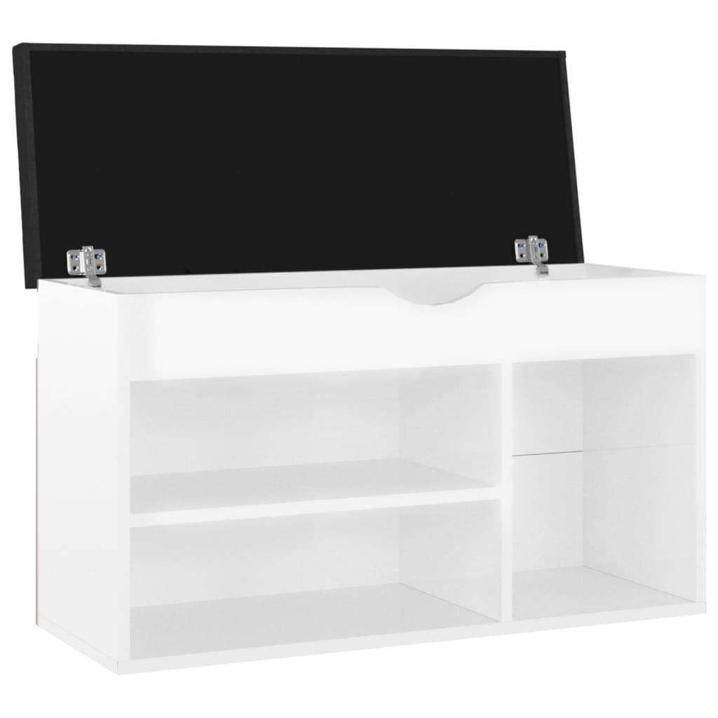 Skoställ Högglans Vit Skobänk med dyna 80x30x47 cm
