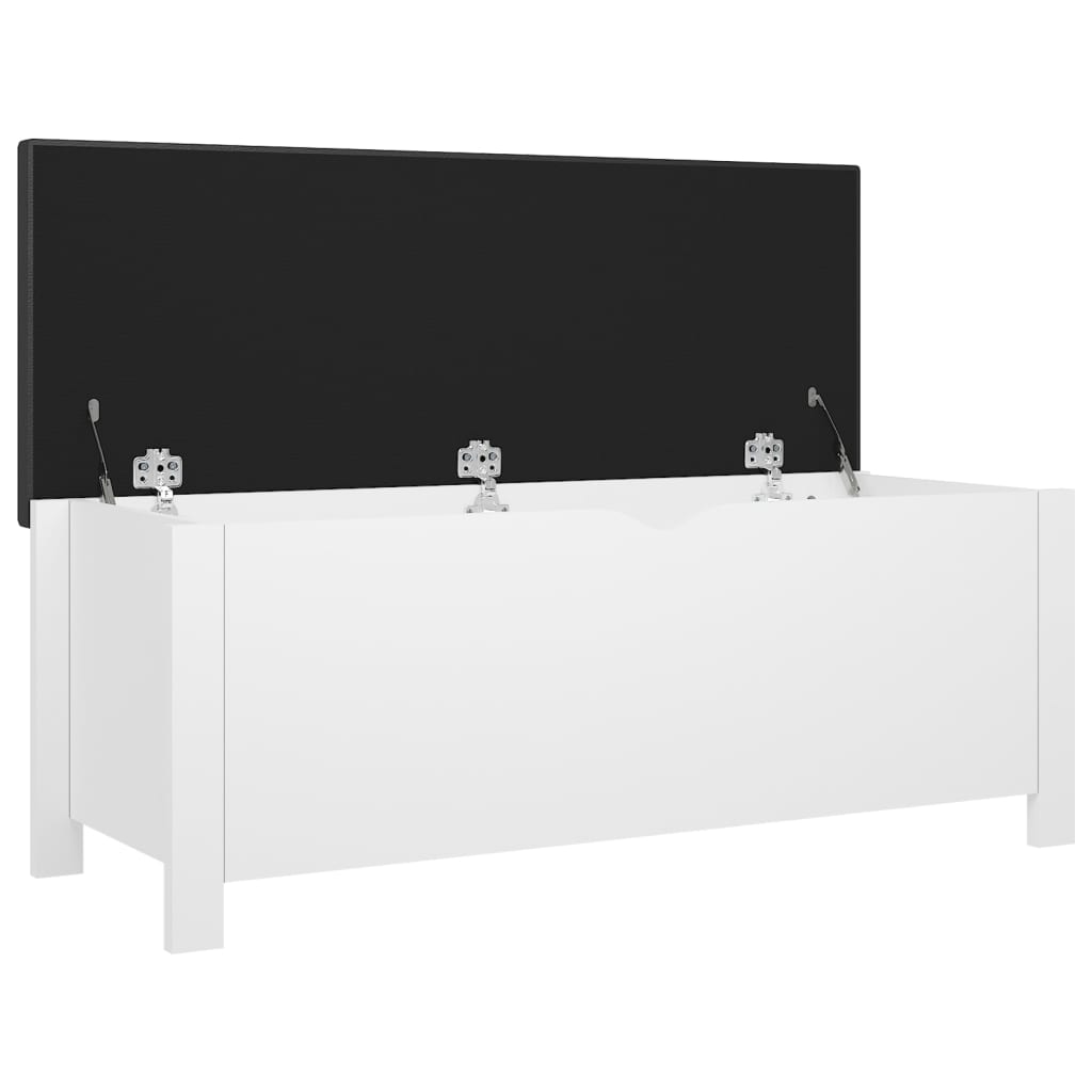 Förvaringsbänk med dyna vit 105x40x45 cm konstruerat trä