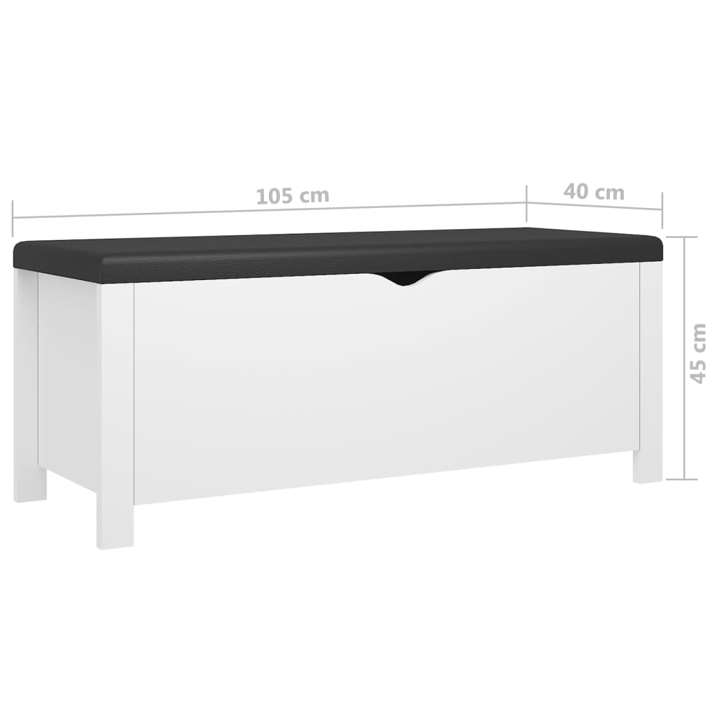 Förvaringsbänk med dyna vit 105x40x45 cm konstruerat trä