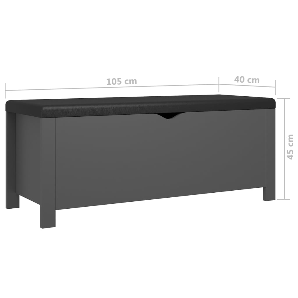 Förvaringsbänk med dyna grå 105x40x45 cm konstruerat trä