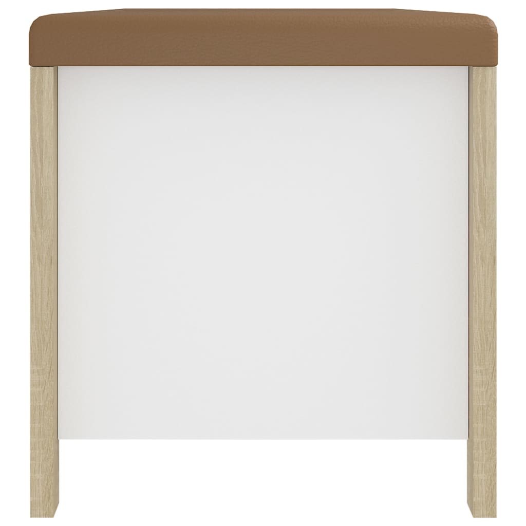 Förvaringsbänk med dyna sonoma-ek och vit 105x40x45 cm spånskiva
