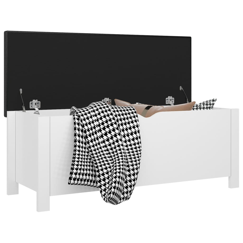 Förvaringsbänk dyna vit högglans 105x40x45 cm konstruerat trä
