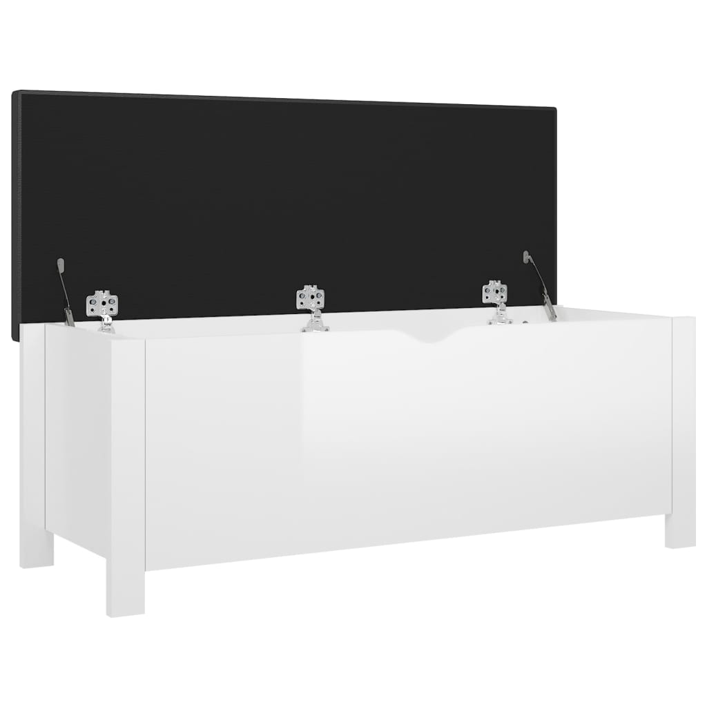 Förvaringsbänk dyna vit högglans 105x40x45 cm konstruerat trä