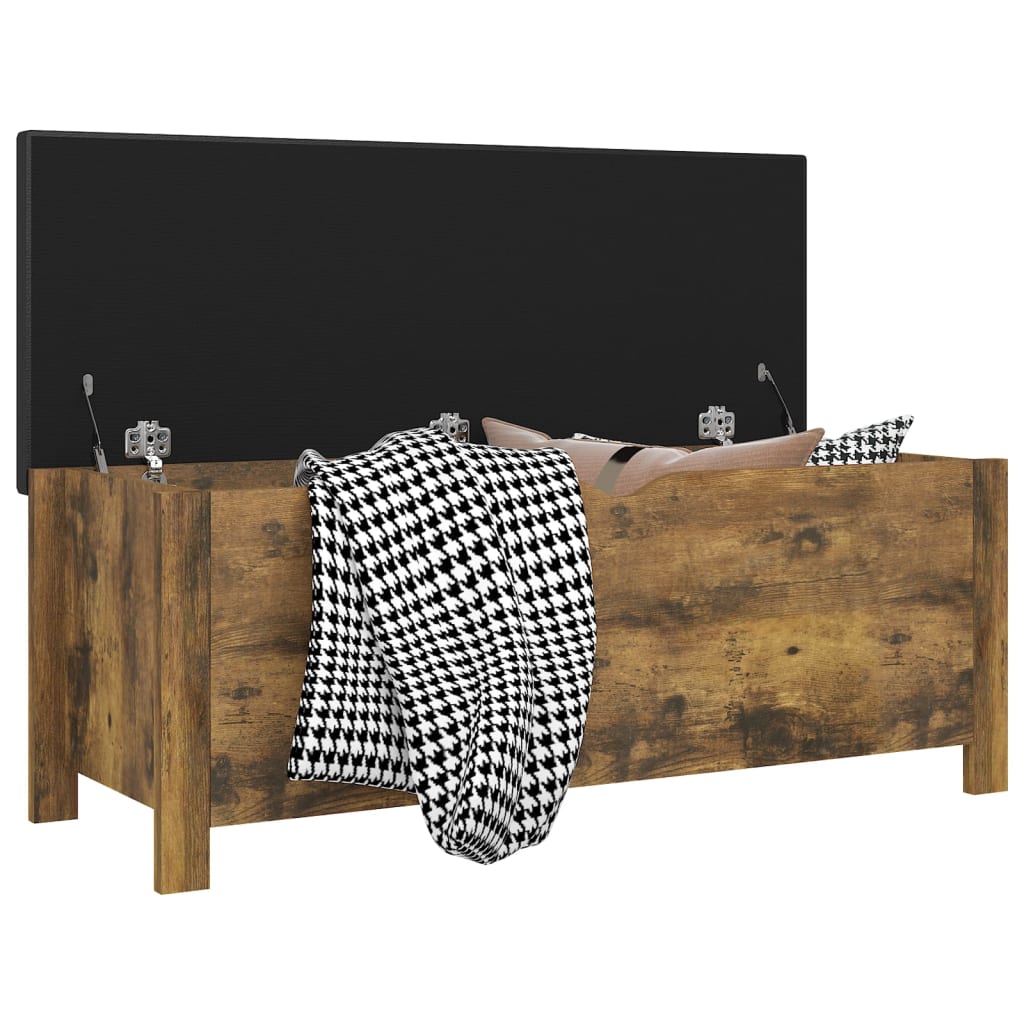 Förvaringsbänk dyna rökfärgad ek 105x40x45 cm konstruerat trä