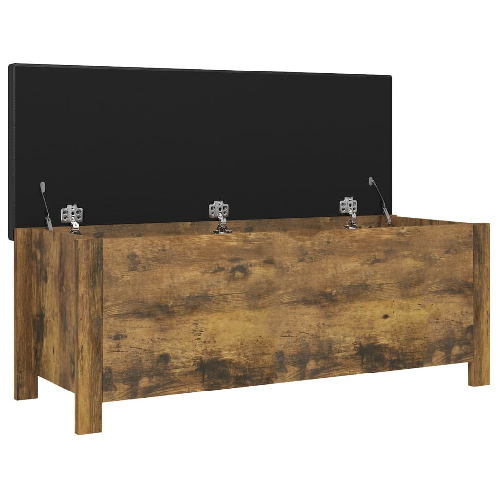 Förvaringsbänk dyna rökfärgad ek 105x40x45 cm konstruerat trä