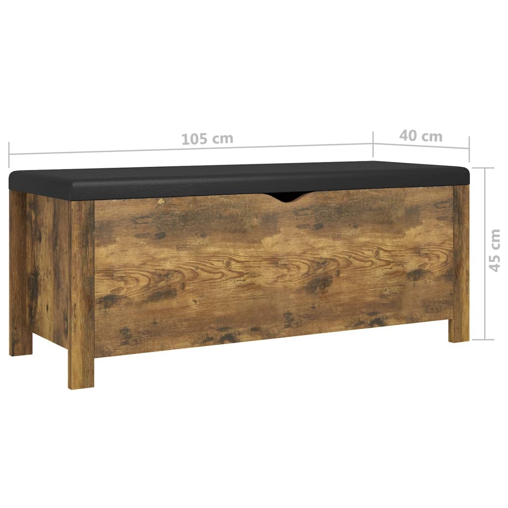 Förvaringsbänk dyna rökfärgad ek 105x40x45 cm konstruerat trä