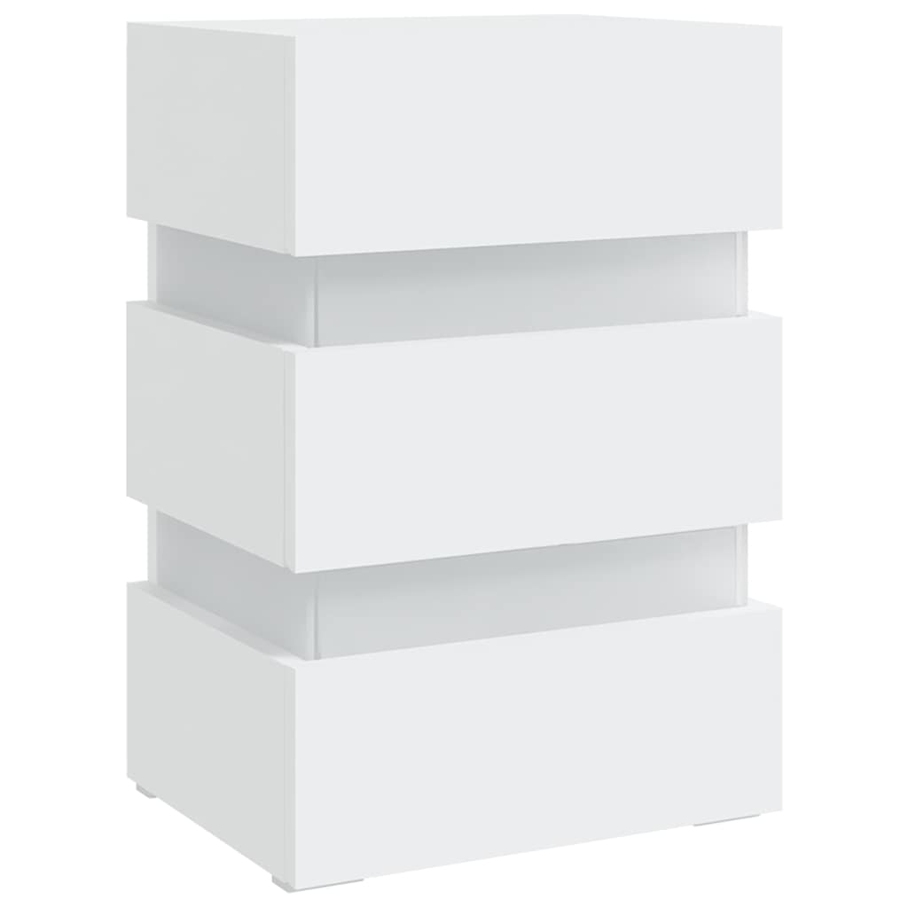 Sängbord Nattduksbord Vit Sängskåp LED 45x35x67 cm