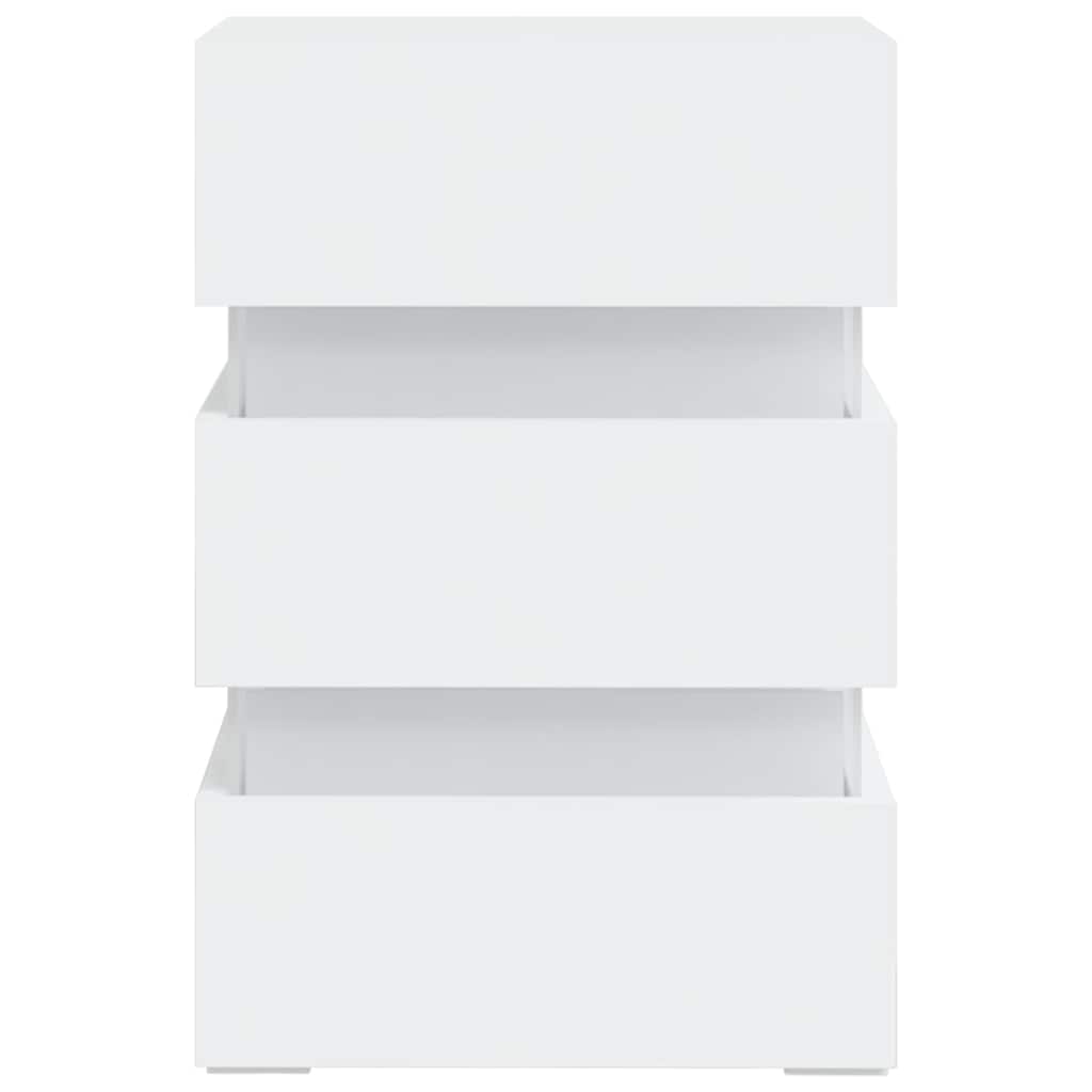 Sängbord Nattduksbord Vit Sängskåp LED 45x35x67 cm