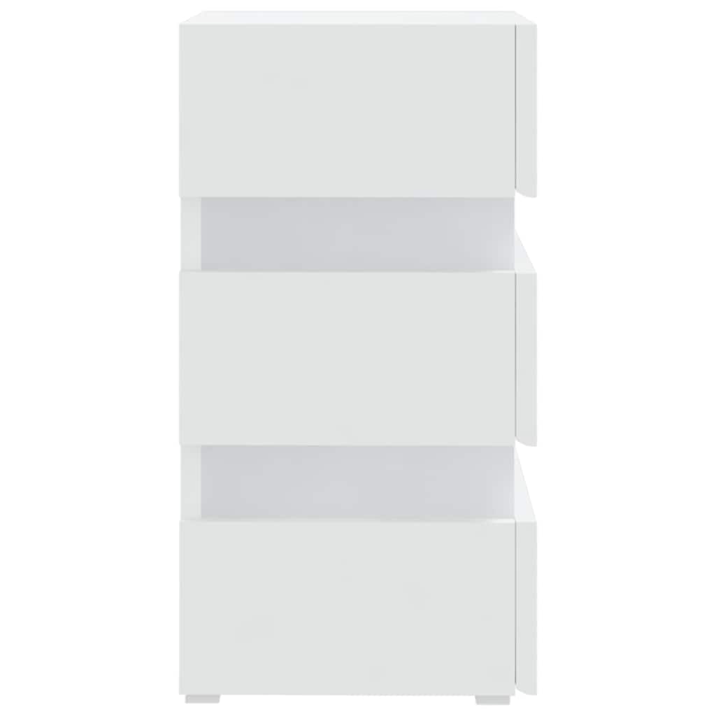 Sängbord Nattduksbord Vit Sängskåp LED 45x35x67 cm