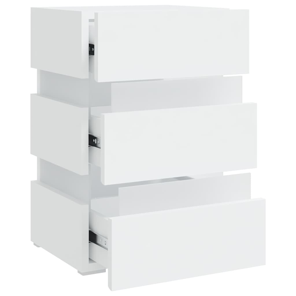 Sängbord Nattduksbord Vit Sängskåp LED 45x35x67 cm