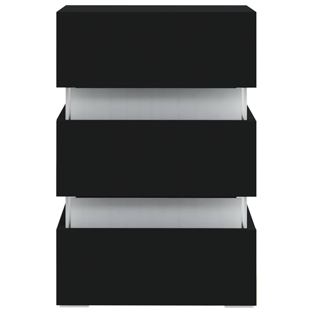 Sängbord Nattduksbord Svart Sängskåp LED 45x35x67 cm